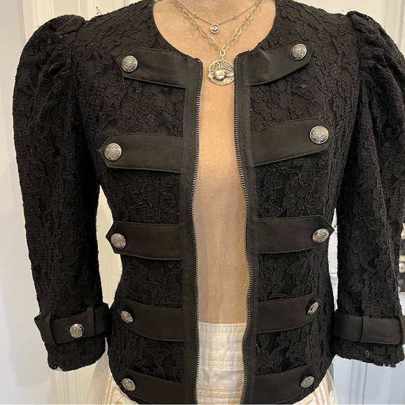 Twelve by Twelve Military Style Lace Zip-Up Top Size S - Picture 4 of 9